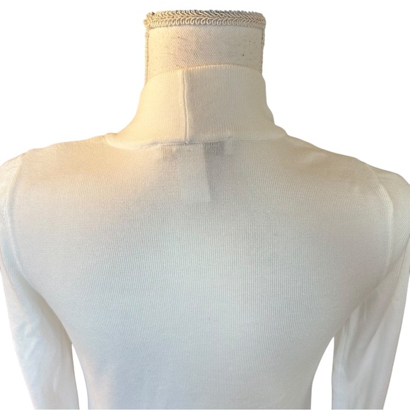 WHBM Rib-Trim Long Open Front Cardigan Sweater Women’s SZ XS in Off White - Picture 7 of 9